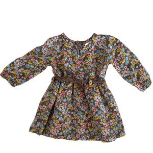 Carter's Baby Girl Floral Twill Dress, Size Long Sleeve Belted Dress, Size 3mo